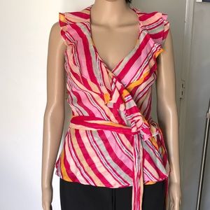 Ralph Lauren multicolored wrap blouse Sz XS